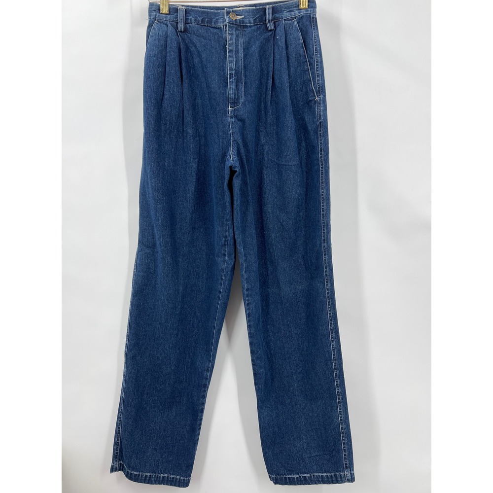 Vintage 80s Y2K Pleated Straight Jeans Women 6P Petite Dark Wash Denim Mom Jeans